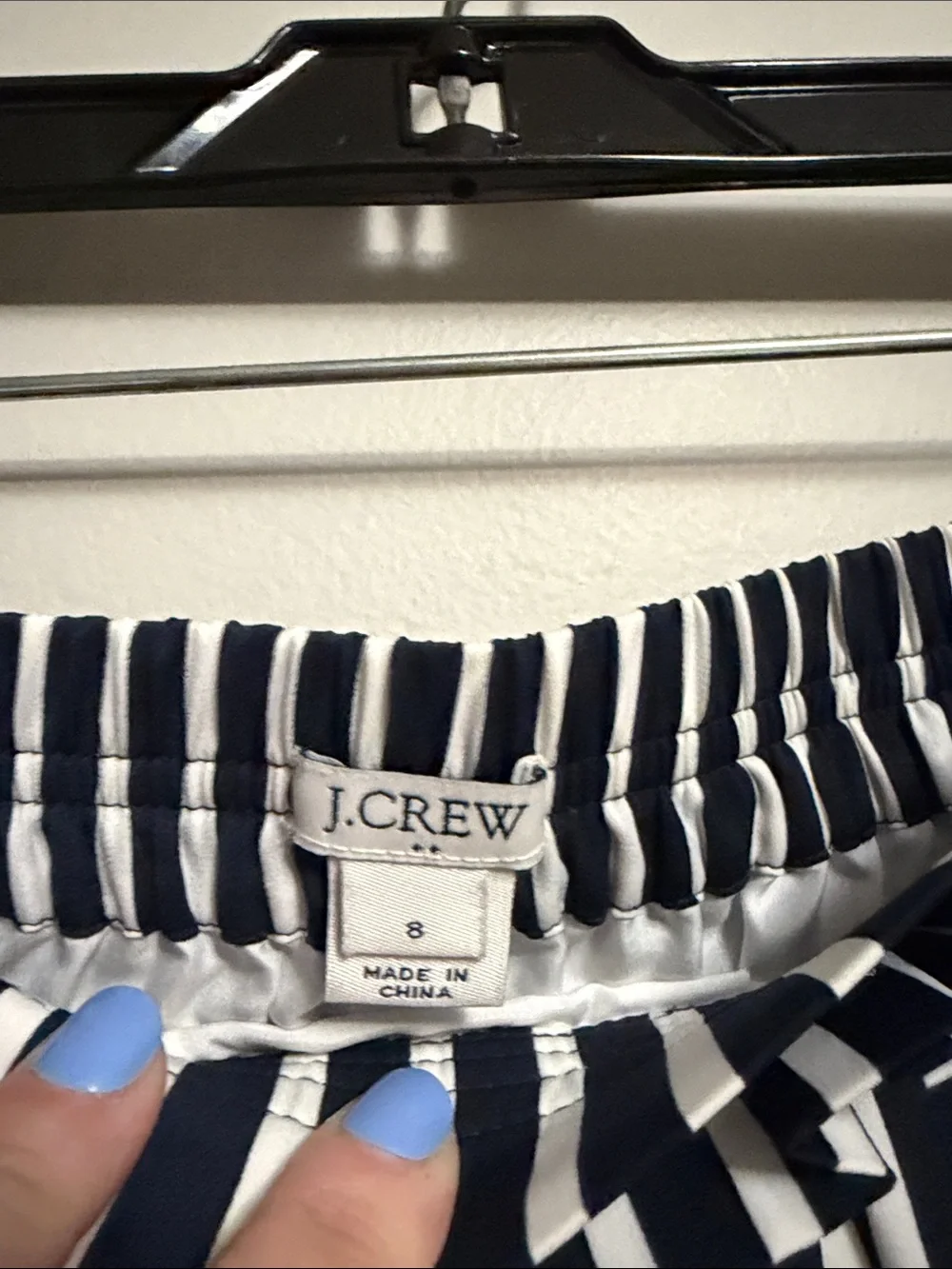 J. Crew Mercantile Navy and White Striped Skater Skirt Size 8 Stretchy lined - Picture 2 of 4